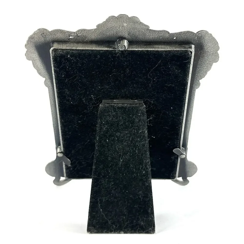 Vtg Ornate Silver Tone Picture Frame Floral Scroll Easel Back 5x6.5 Fits 3.5x5